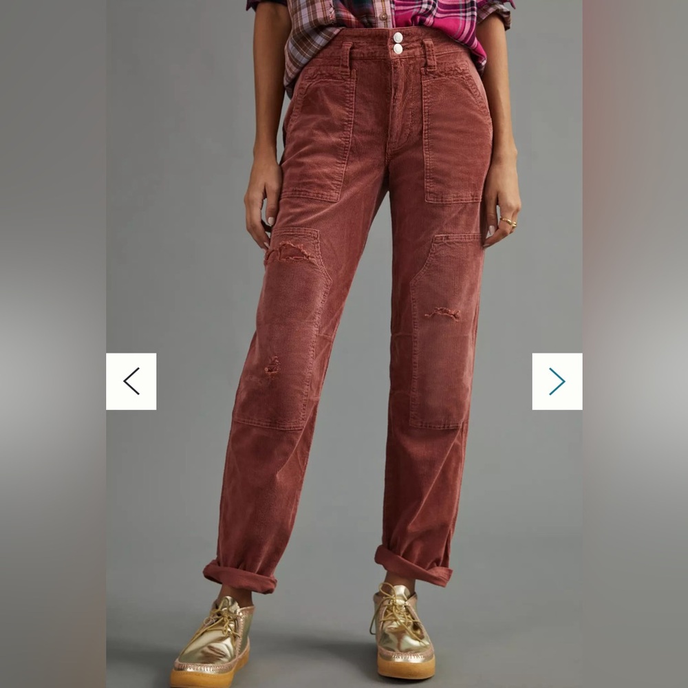 Anthropologie PILCRO The Wanderer Relaxed Corduroy Pants Midrise Stretch Fall 26